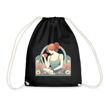 Fitness Strong Woman Gym Art Nouveau Gift - Drawstring Bag - black - Front