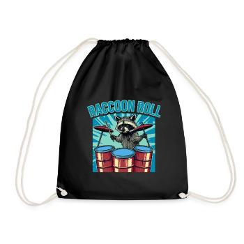 accoon Roll Raccoon Drums - Drawstring Bag - black - Front