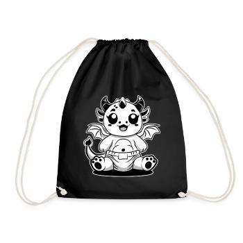 Dragon Lait – Bébé Dragon mignon en couche - Sac de sport léger - noir - Devant