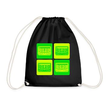 Retro Cassette – Vintage Music Design - Drawstring Bag - black - Front