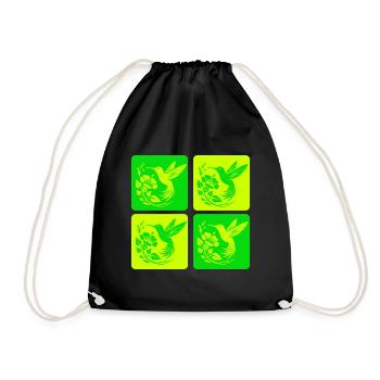Kolibri & Blüte – Nature Design - Turnbeutel - Schwarz - Vorne