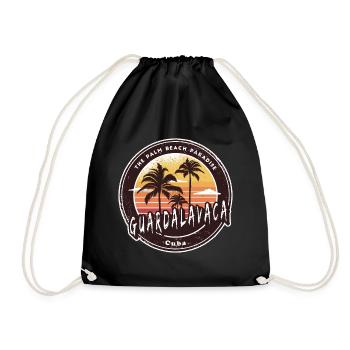 Guardalavaca palm trees and beach design - Drawstring Bag - black - Front