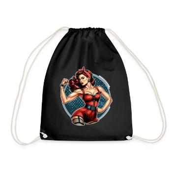 Femme forte confiante Rockabilly cadeau - Sac de sport léger - noir - Devant