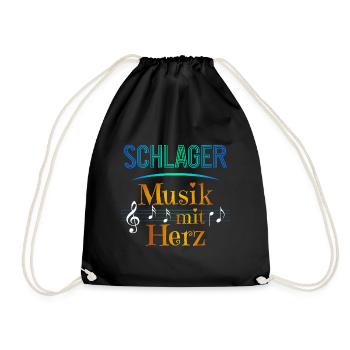 Schlager Musik mit Herz - Turnbeutel - Schwarz - Vorne