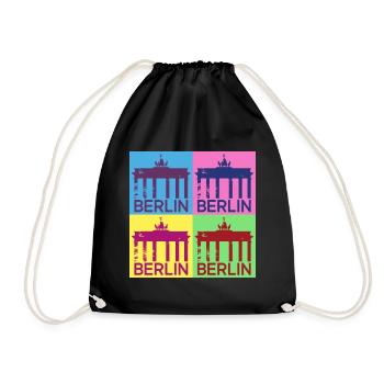 Berlin Skyline City Germany Pop Art Style - Drawstring Bag - black - Front