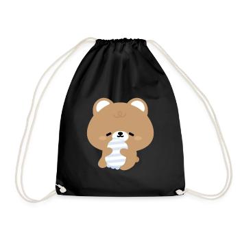 Ours brun endormi - Sac de sport léger - noir - Devant