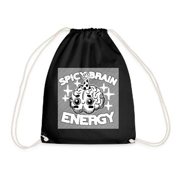 Spicy Brain Energy – ADHD Chaos Humor - Drawstring Bag - black - Front