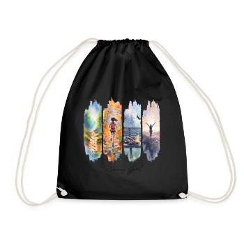 Running Girl Geschenk Laufmädchen Motivation - Turnbeutel - Schwarz - Vorne