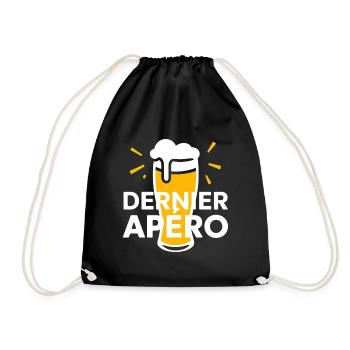 t-shirt t-shirt Last aperitif – stag do - Drawstring Bag - black - Front