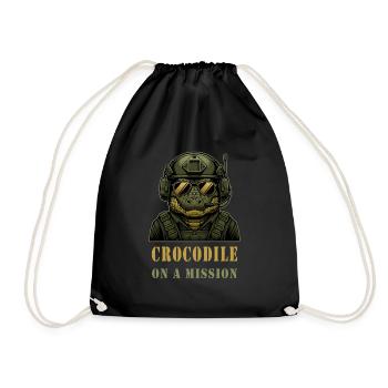 Crocodile on a mission - Drawstring Bag - black - Front