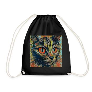Farbenfrohe Katzenaugen ART - Turnbeutel - Schwarz - Vorne