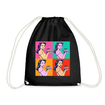 Baking Cake Baking Queen Baking Fairy Baker Pop Art - Drawstring Bag - black - Front