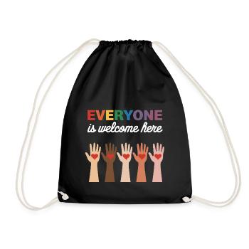 Welcome: Hearts for Diversity - Drawstring Bag - black - Front