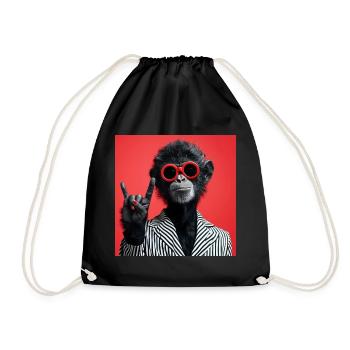 Singe en lunettes de soleil rouges faisant un geste de rock - Sac de sport léger - noir - Devant