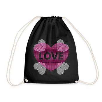 Heart with Love. - Drawstring Bag - black - Front