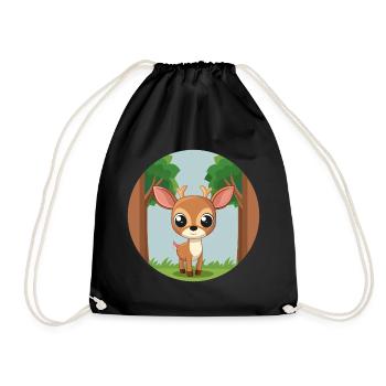 Petit faon adorable dans la forêt (v03) - Sac de sport léger - noir - Devant