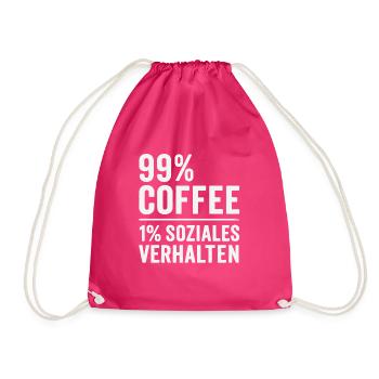 99% Coffee - Drawstring Bag - fuchsia - Front