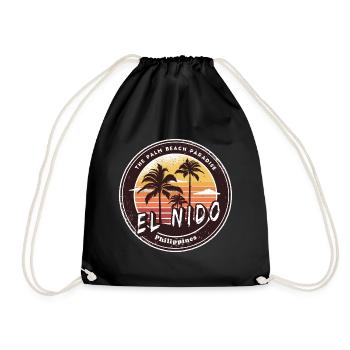 El Nido Philippinen Strand Palmen Design - Turnbeutel - Schwarz - Vorne