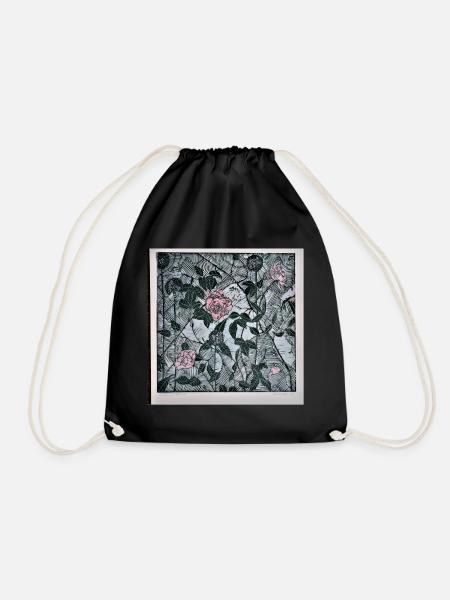 I m Dreaming of Pink Roses - Drawstring Bag - black