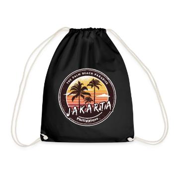 Jakarta Philippines Beach Palm Trees Design - Drawstring Bag - black - Front
