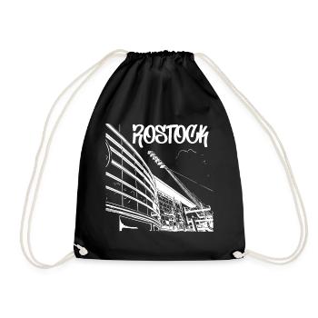 Rostock Skyline Stadionblick - Turnbeutel - Schwarz - Vorne
