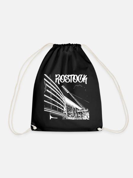 Rostock Skyline Stadionblick - Turnbeutel - Schwarz