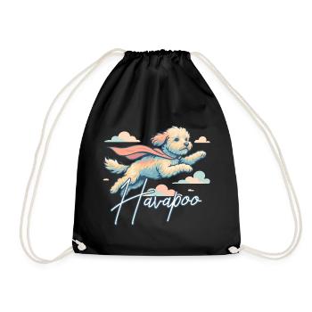 Super Hund Havapoo Cape Umhang Geschenk - Turnbeutel - Schwarz - Vorne