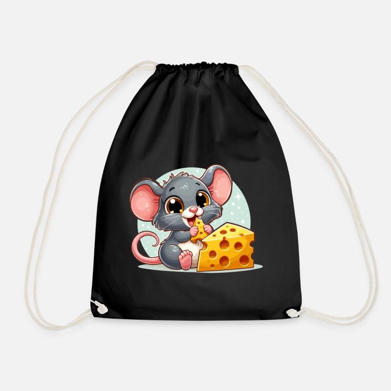 Käse Maus lecker Käse macht glücklich Geschenk - Turnbeutel - Schwarz