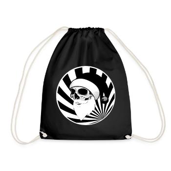 Skull Santa Claus Christmas Black White - Drawstring Bag - black - Front