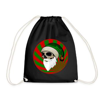 Skull Santa Claus Gnome red green - Drawstring Bag - black - Front