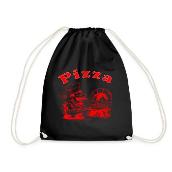 Pizza Schatel Motiv Italiano Italien Cool Fun - Turnbeutel - Schwarz - Vorne