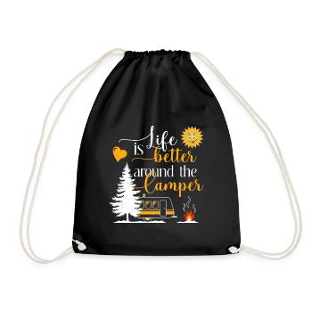 Life is better around the camper - Turnbeutel - Schwarz - Vorne