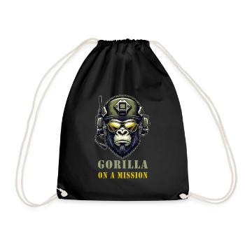 Gorilla in Mission / Military - Drawstring Bag - black - Front