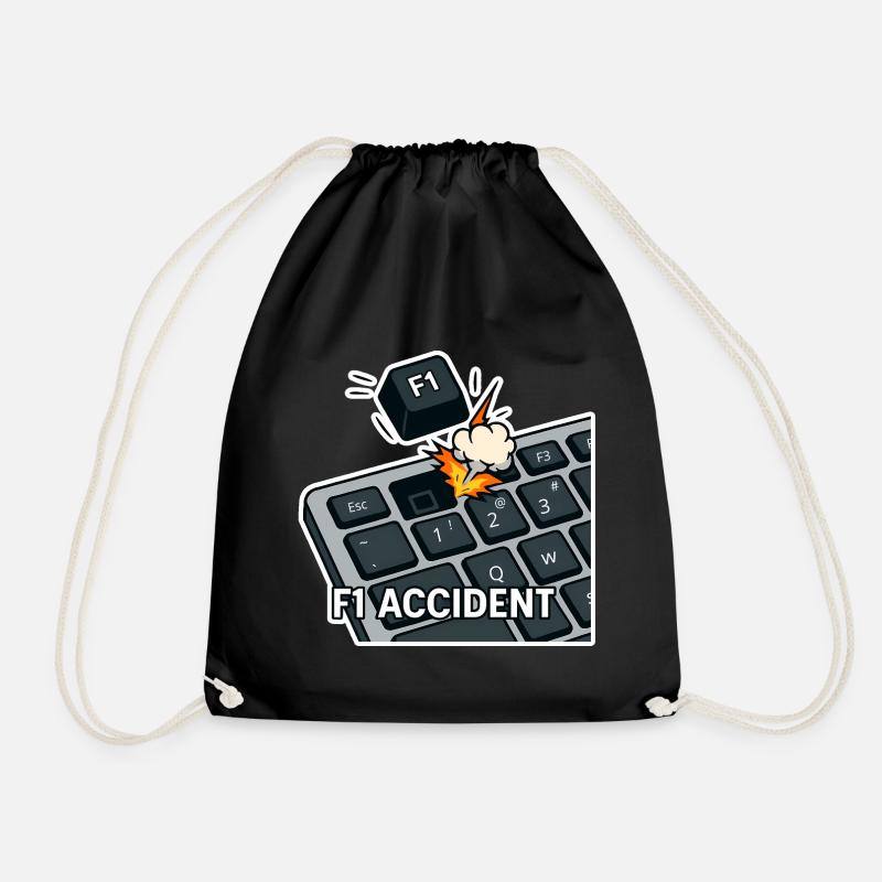 F1 accident - funny pun - Drawstring Bag - black