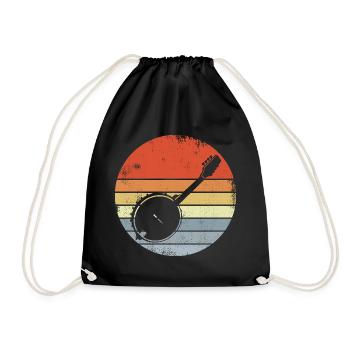Vintage Banjo Sketch - Drawstring Bag - black - Front