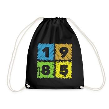 40. Geburtstag Farbige Patches since 08/1985 - Turnbeutel - Schwarz - Vorne