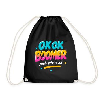 funny generational humor ok whatever young, old, - Drawstring Bag - black - Front