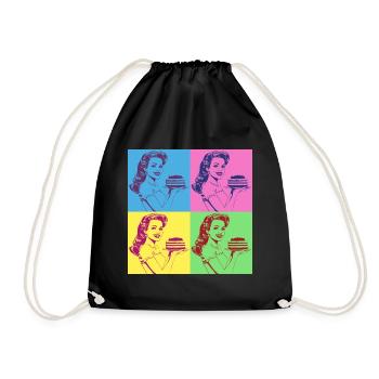 Baking Cake Baking Queen Baking Fairy Baker Pop Art - Drawstring Bag - black - Front