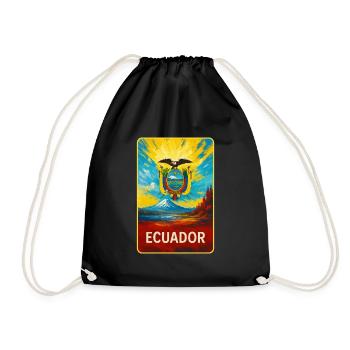 Ecuador - Farbenfrohes Emblem - Turnbeutel - Schwarz - Vorne