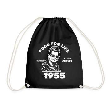 70th birthday Pogo for life since 08/1955 - Drawstring Bag - black - Front