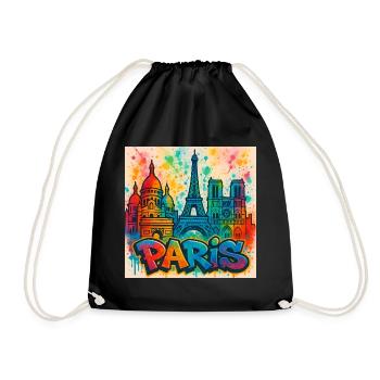 Graffiti Style Paris Skyline Kunst - Turnbeutel - Schwarz - Vorne