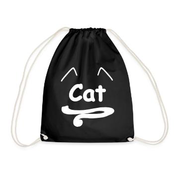 cat, sprüche, ohren, schwanz - Turnbeutel - Schwarz - Vorne