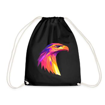 Eagle Head Low Poly Logo Design - Drawstring Bag - black - Front