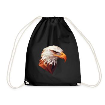 Eagle Head Low Poly Art Logo Design - Drawstring Bag - black - Front