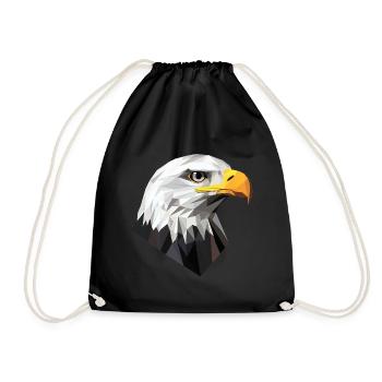 Eagle Head Low Poly Logo Design - Drawstring Bag - black - Front