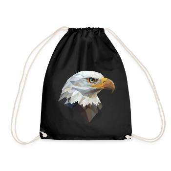 Adler Kopf Low Poly Art Logo Design - Turnbeutel - Schwarz - Vorne