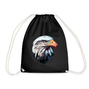 Eagle Head Low Poly Art Logo Design - Drawstring Bag - black - Front