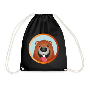 Naughty beaver with tongue sticking out - Drawstring Bag - black - Front