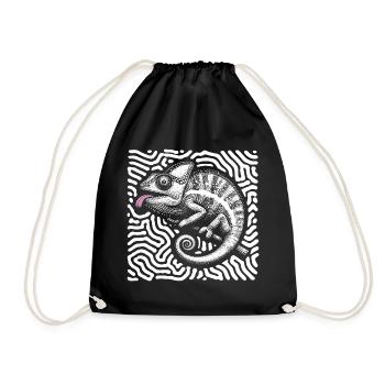 Chameleon pastel tribal art - Drawstring Bag - black - Front