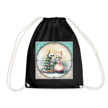 Christmas Skulls with Tree and Candy - Drawstring Bag - black - Front